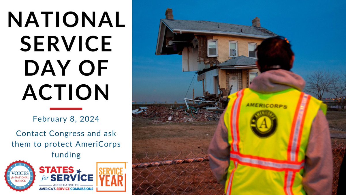 Are you an AmeriCorps alum? Program partner? Supporter? Join @Voices4Service, @states4service, and @ServiceYear TODAY for a virtual day of action to urge Congress to invest in @AmeriCorps in FY24!

voicesforservice.org/national-servi…
#Stand4Service