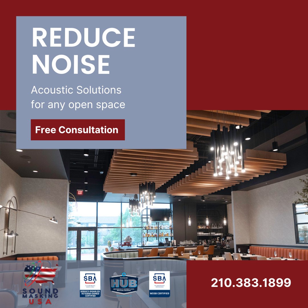 We're  a certified diversity supplier and experts in intelligent sound masking tech & eco-friendly acoustics to plug privacy leaks & protect confidentiality in the workplace.  soundmaskingusa.com

#SoundMasking #VoiceArrest #AcousticSolutions #VeteranOwned #DEI #SDVOSB #TXHUB