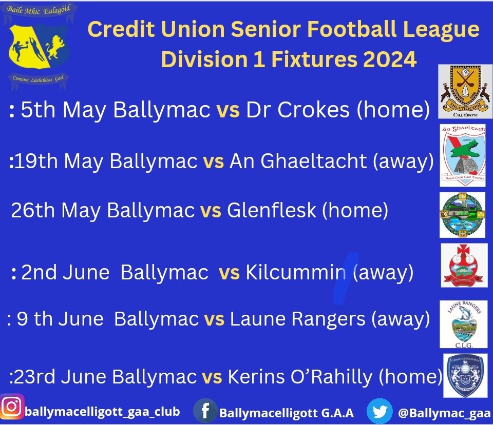 Division 1 Senior team Fixtures
Any changes on Social Media