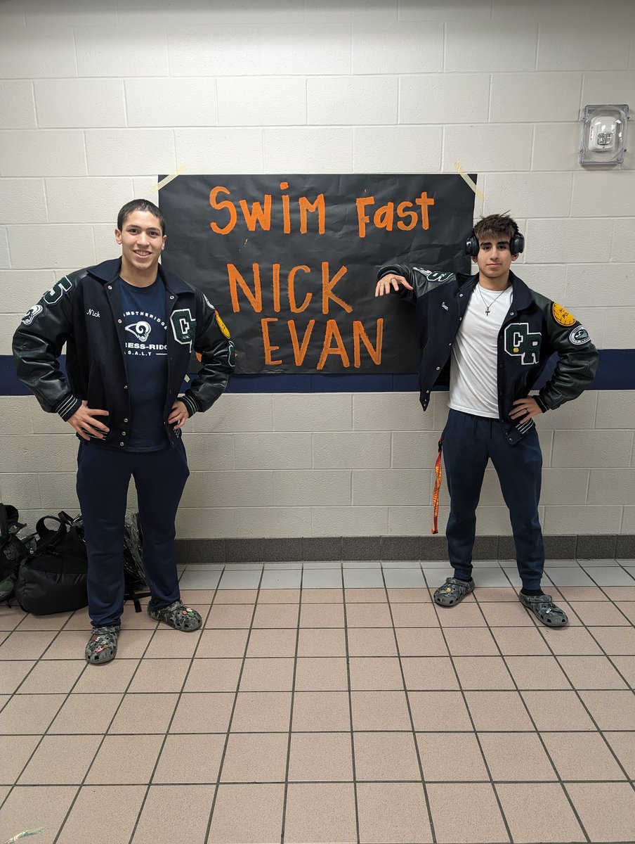 Ready to swim fast this weekend at Regionals! Ram Walk to send us off! Thanks @cyridgehsband and @CRHSDazzlers for our Ram Walk before regionals! And thanks to @cyridge_cheer for our awesome posters! #RamPride #ProveThemWrong @CypressRidgeHS @CFISDAthletics @CFISDAquatics