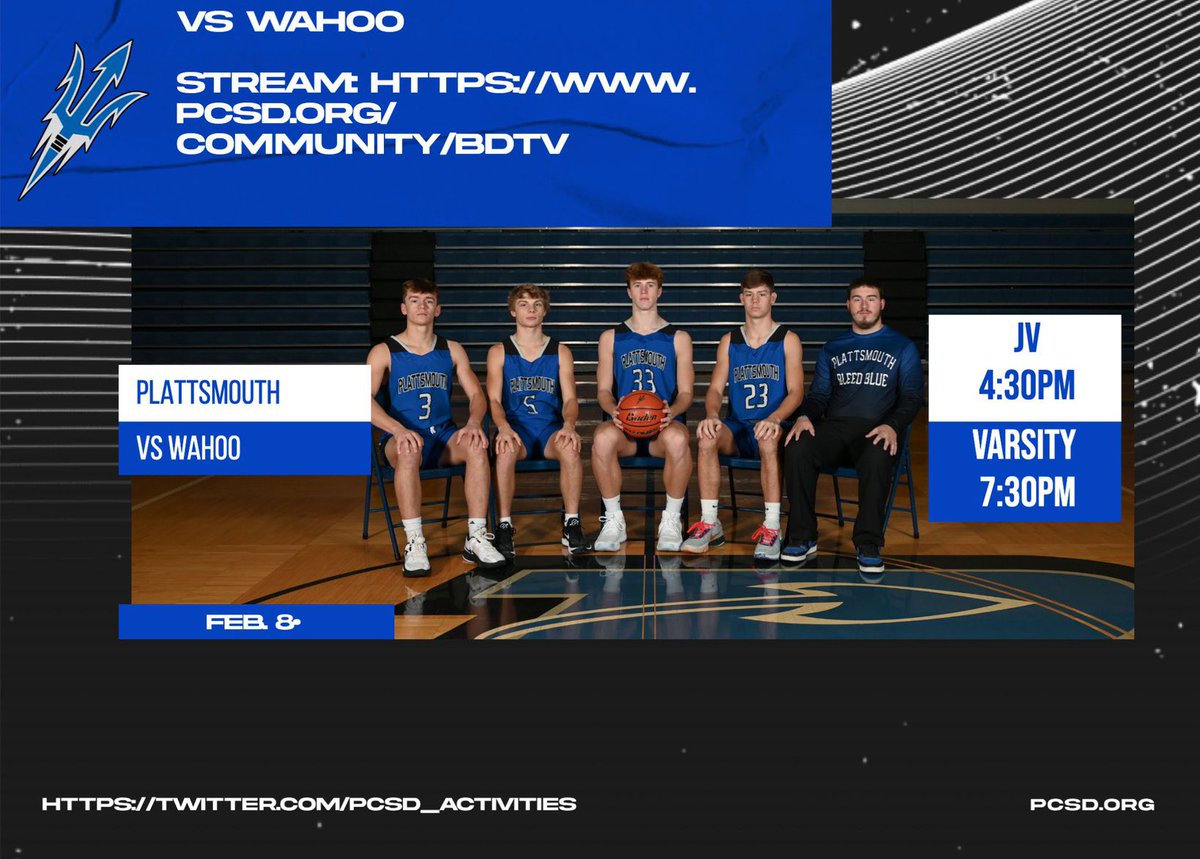 🚨Senior Night 🚨 
🆚 Wahoo High School
🕒 JV 4:30 (MS) V 7:45
🔗 pcsd.org/community/bdtv

Come support your seniors tonight. Recognition will take place following the Girls’ varsity game.