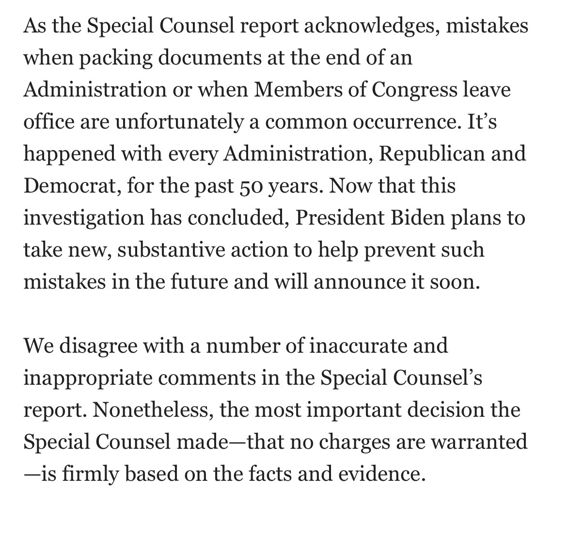 edokeefe's tweet image. INBOX: White House Special Counsel responds to the #HurReport: “The simple truth is President Biden takes classified information seriously and strives to protect it.”

“We disagree with a number of inaccurate and inappropriate comments in the Special Counsel’s report.”