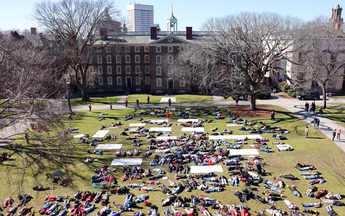 Today marks a week of the Brown hunger strike for Palestine. As the Brown Corporation begins meeting and the death toll in Gaza reaches 28,000, hundreds of students participated in a die-out on the main green to bring campus attention to the ongoing genocide that Brown invests in