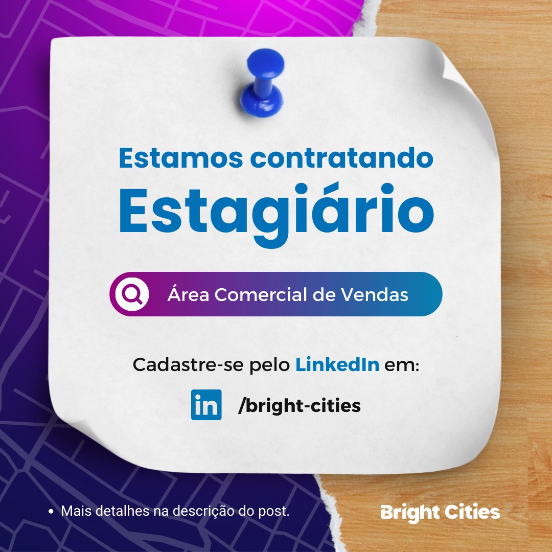 bright_cities_'s tweet photo. Oportunidade de Estágio - Estamos à procura de um Estagiário na Área Comercial de Vendas para se juntar à nossa equipe! Você é proativo e tem interesse em desenvolver habilidades em vendas? Confira os detalhes e inscreva-se agora: 

https://t.co/BXG4jYWnuG https://t.co/5MGpZHmoww