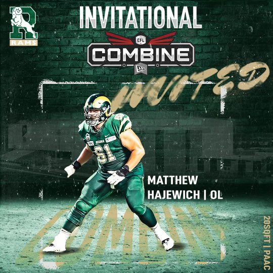 Congratulations going out to 4 Rams getting the call to the 2024 CFL Combines.
D’Sean Mimbs going to the National Combine in Winnipeg.
Jackson Sombach, Cameron Mah &amp; Matthew Hajewich getting the call to the Invitational Combine in Waterloo.
Go get it men!

@cfl #cflcombine2024