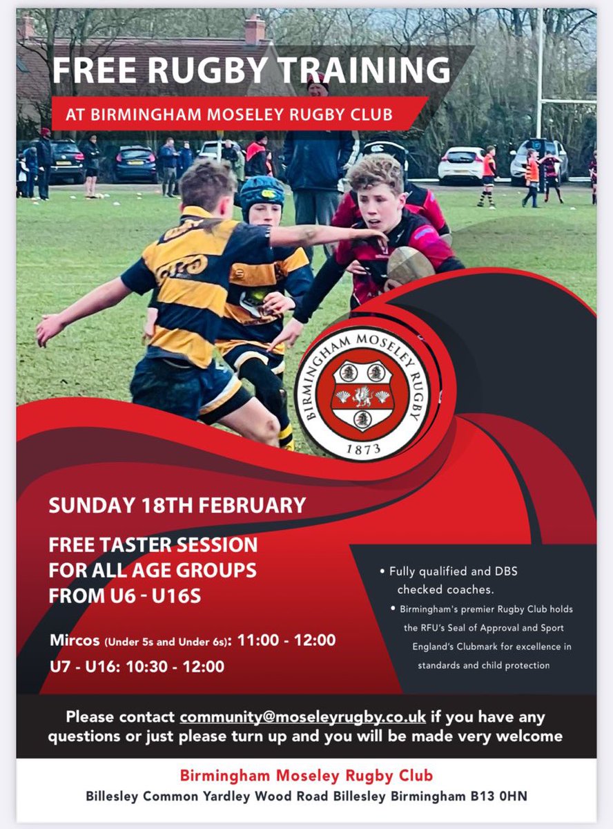 A fantastic opportunity at <a href="/MoseleyRugbyFC/">B'ham Moseley Rugby</a> next Sunday! <a href="/WheelersLanePri/">WheelersLane Primary</a>