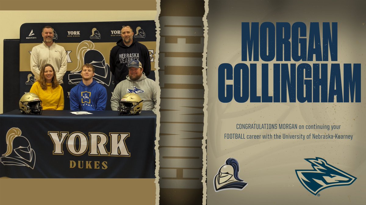 YorkDukesAD's tweet photo. Congrats to Morgan Collingham on signing his letter of intent to compete in Football at UNK. Best of luck at the next level, Morgan!  #yorkdukes https://t.co/wXY9WMwCbT