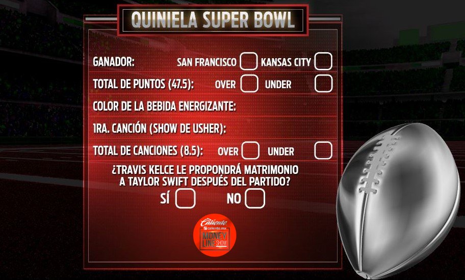 MoneyLineFOX's tweet photo. 🚨 GIVEAWAY PARA EL SAN FRANCISCO VS KANSAS CITY🚨

🤑 REGALAMOS 5 BONOS DE $1,000 PESOS 🤑

Haz lo siguiente: 👇🏽
1️⃣ SIGUE a @calientesports 📲 y @MoneyLineFOX
2️⃣ Dale 🔁 y ❤️a este tweet ‼
3️⃣ Llena la quiniela para el #SuperBowl y agrega el hashtag #MásAcciónMásDiversión 🔥 https://t.co/yaE8F6OrZW