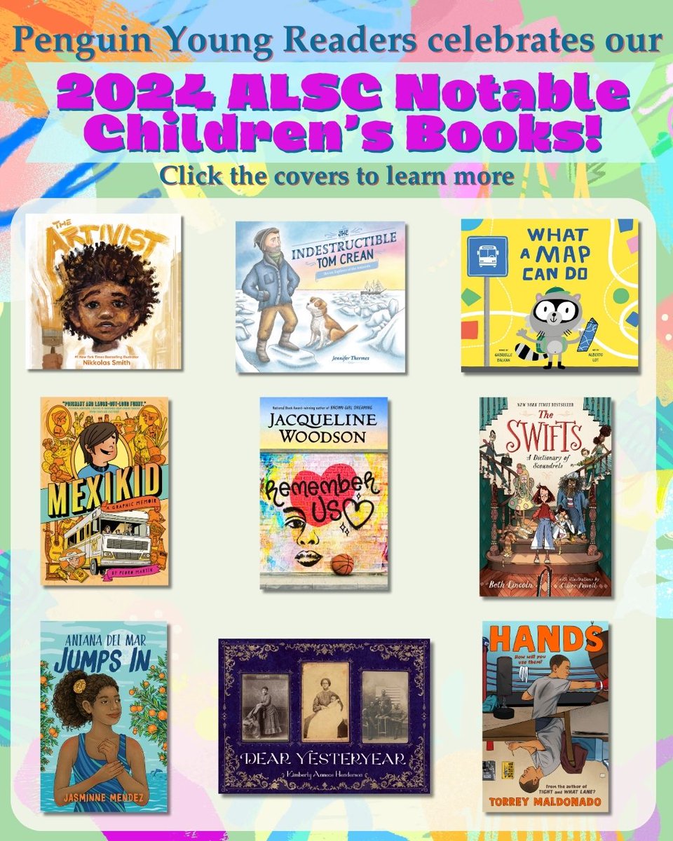 Congratulations to our @wearealsc 2024 Notable titles from @TorreyMaldonado @jasminnemendez @JackieWoodson @4NIKKOLAS @GabrielleBalkan & more! Find out more with this interactive booklist! penguinschoollibrary.com/ALSC2024