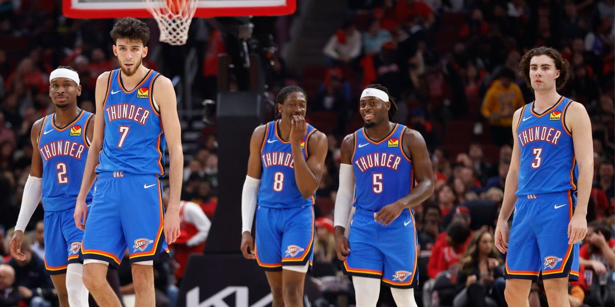 ⚡️ Le roster du Thunder après cette trade deadline : 

Shai Gilgeous-Alexander
Gordon Hayward
Luguentz Dort
Chet Holmgren
Josh Giddey
Kenrich Williams
Cason Wallace
Aleksej Pokusevski
Ousmane Dieng
Jalen Williams
Jaylin Williams
Isaiah Joe
Aaron Wiggins

Keyontae Johnson