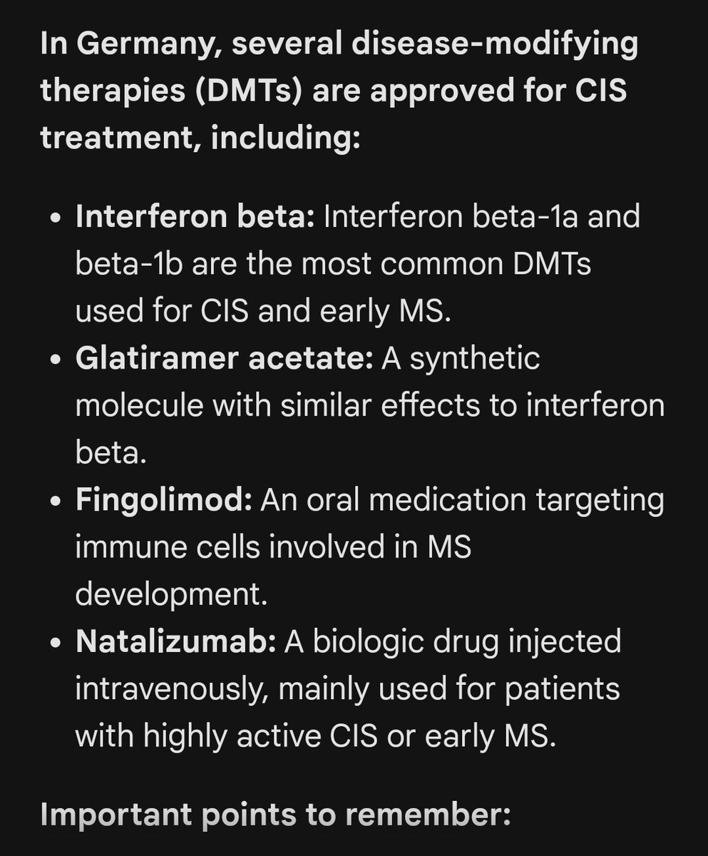 With the current announcement of Gemini by <a href="/GoogleAI/">Google AI</a>, I asked a first question, a very simple one... and it failed miserably. 
Recommendation of Natalizumab or Fingolimod to a patient after a #CIS in Germany? That is beyond hit hard and early...😴
