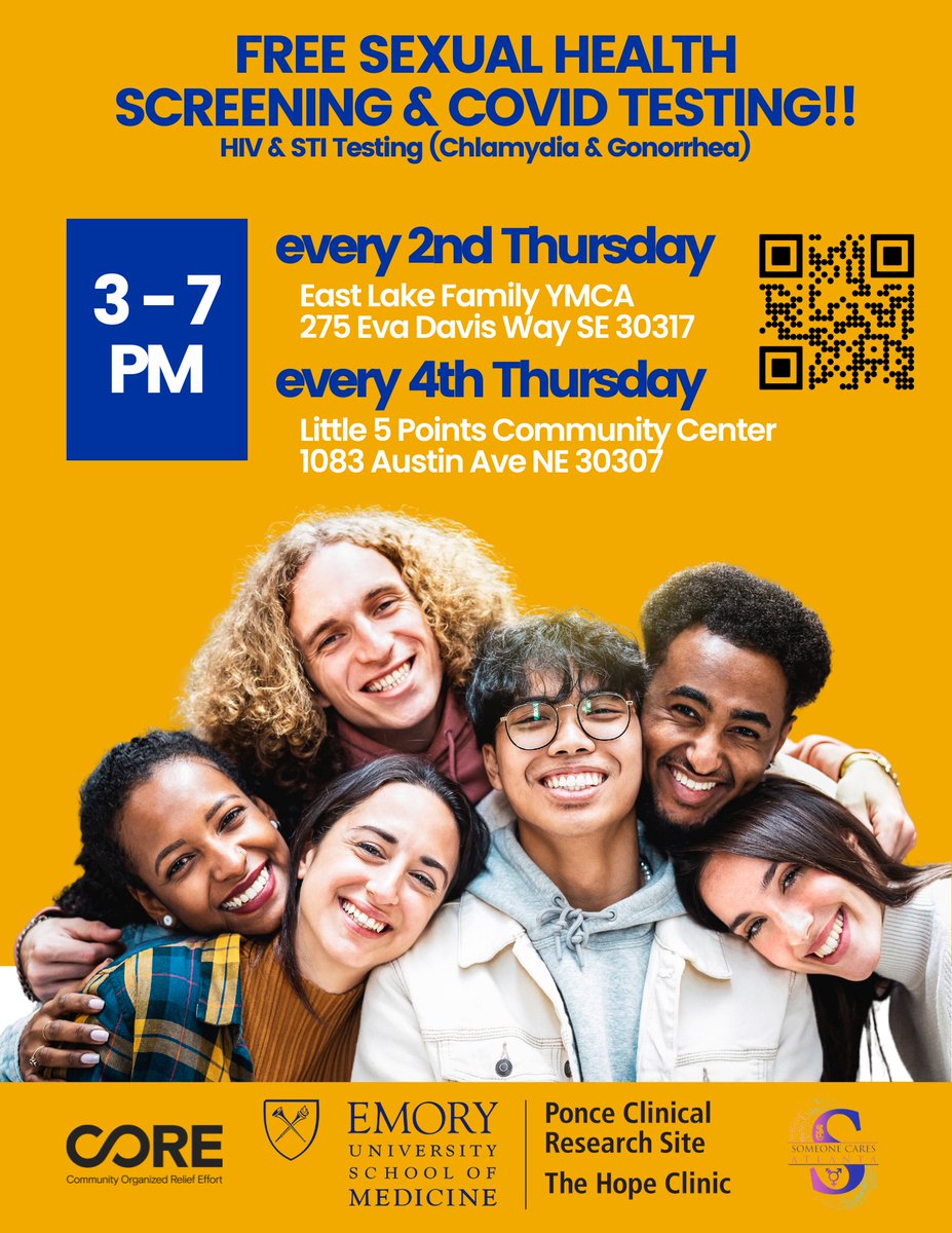 Come visit us TODAY from 3-7pm for FREE STI/HIV &amp; COVID Testing !!!