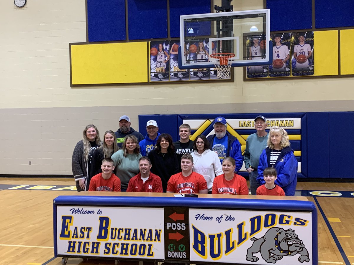 MillerEBHS's tweet photo. Congrats to East Buchanan’s Nick Klein for signing his NLI to play football at William Jewell next year.  EB is proud of you!! https://t.co/ndWtkIpDEb