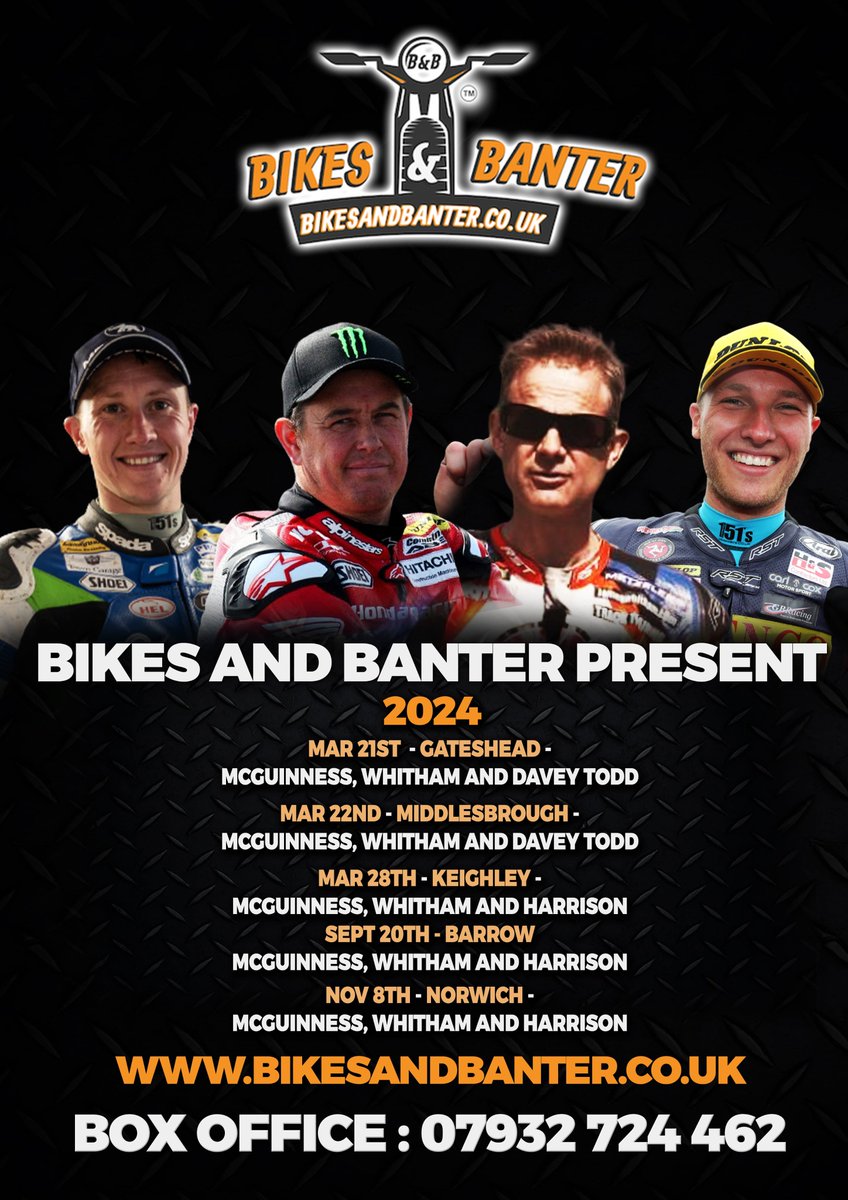 Plenty going on for these legends, @Jimwhit69 @jm130tt @deanharrisonTT and @DaveyTodd74 We can't wait and neither can they. See you there.