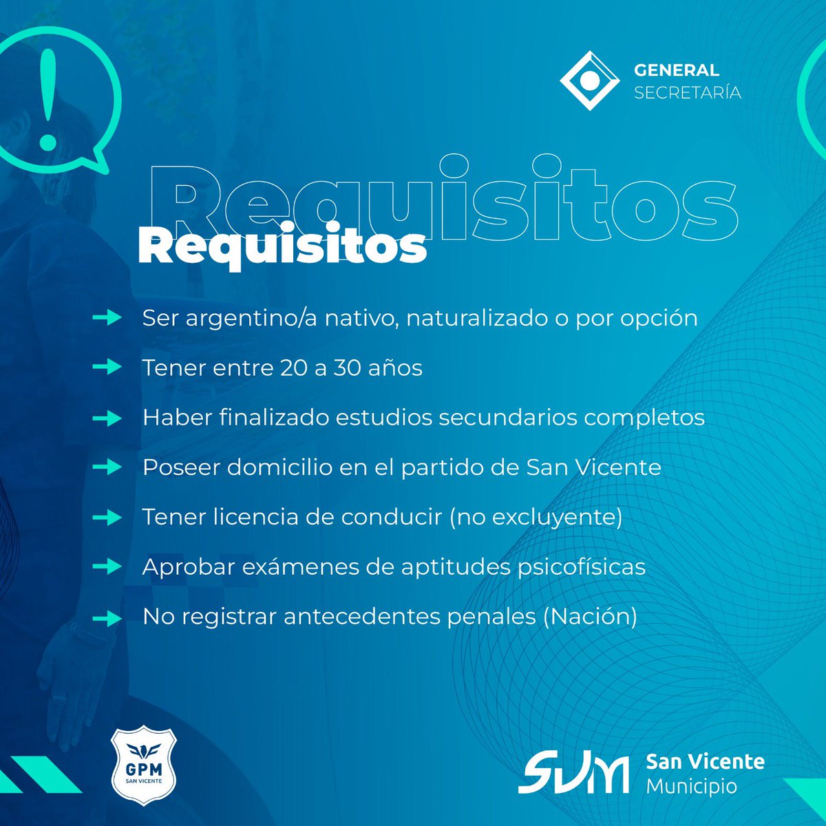 🚔 ¡Sumate al GPM San Vicente 2024!

Si querés ser parte del Grupo de Prevención Municipal de San Vicente y tenés entre 20 y 30 años podés inscribirte:

• Descargá el formulario en:
qrcd.org/4JJk (también encontrá el link en historias)

<a href="/nico_mantegazza/">Nicolas Mantegazza</a>
