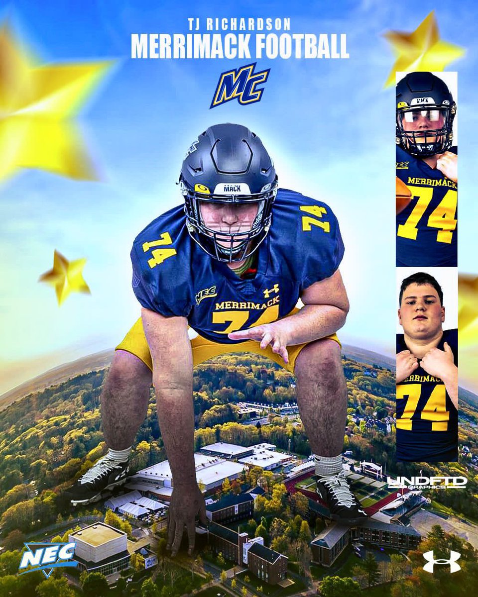 TJ_Richardson10's tweet photo. I am extremely grateful to announce my commitment to Merrimack College Thank you @CoachEMorrissey @coachbom @CoachGennettiMC for giving me this opportunity! #MACKTOUGH @Merrimack_FB https://t.co/faymrZ5kXF