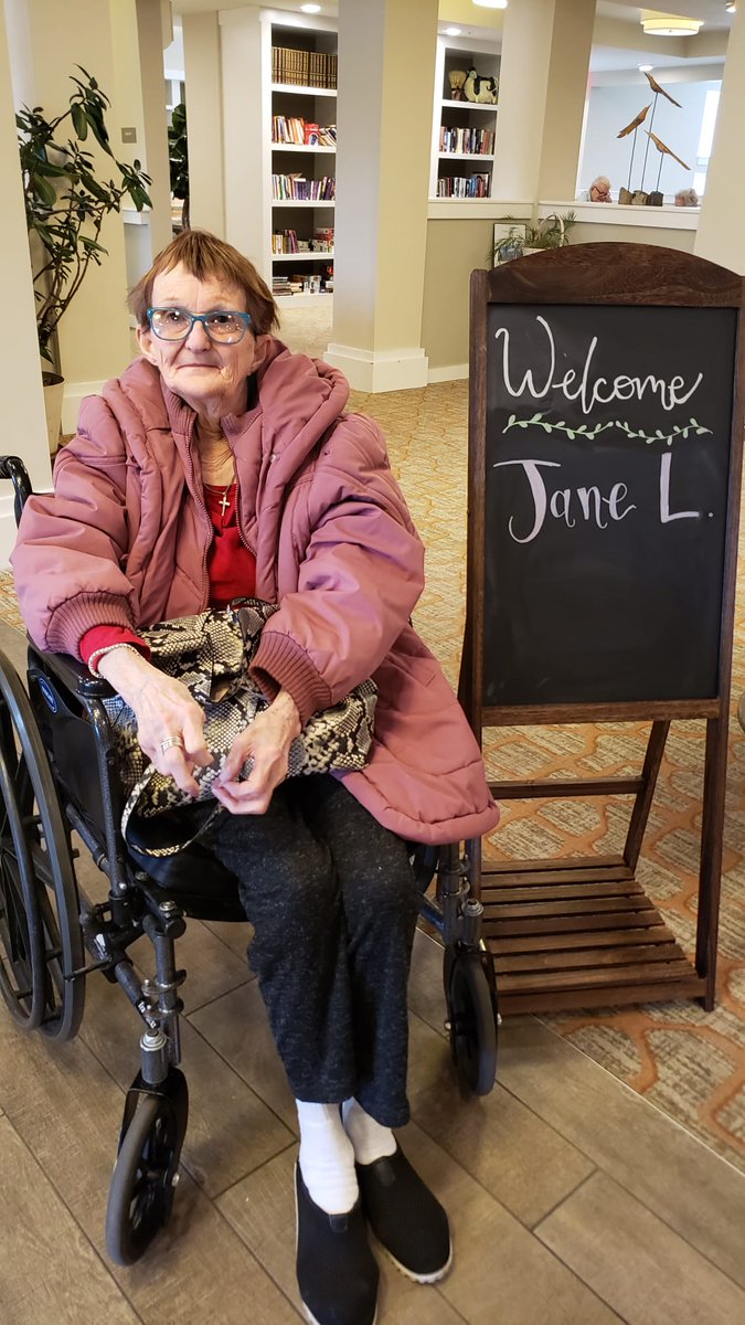 EVatBloomington's tweet photo. Welcome the newest member of our Evergreen Village at Bloomington family, Jane. We are excited to see her meet her neighbors, attend activities and go out and about with us on our trips. Welcome Jane! #ittakesavillage https://t.co/MokIGjNlV0