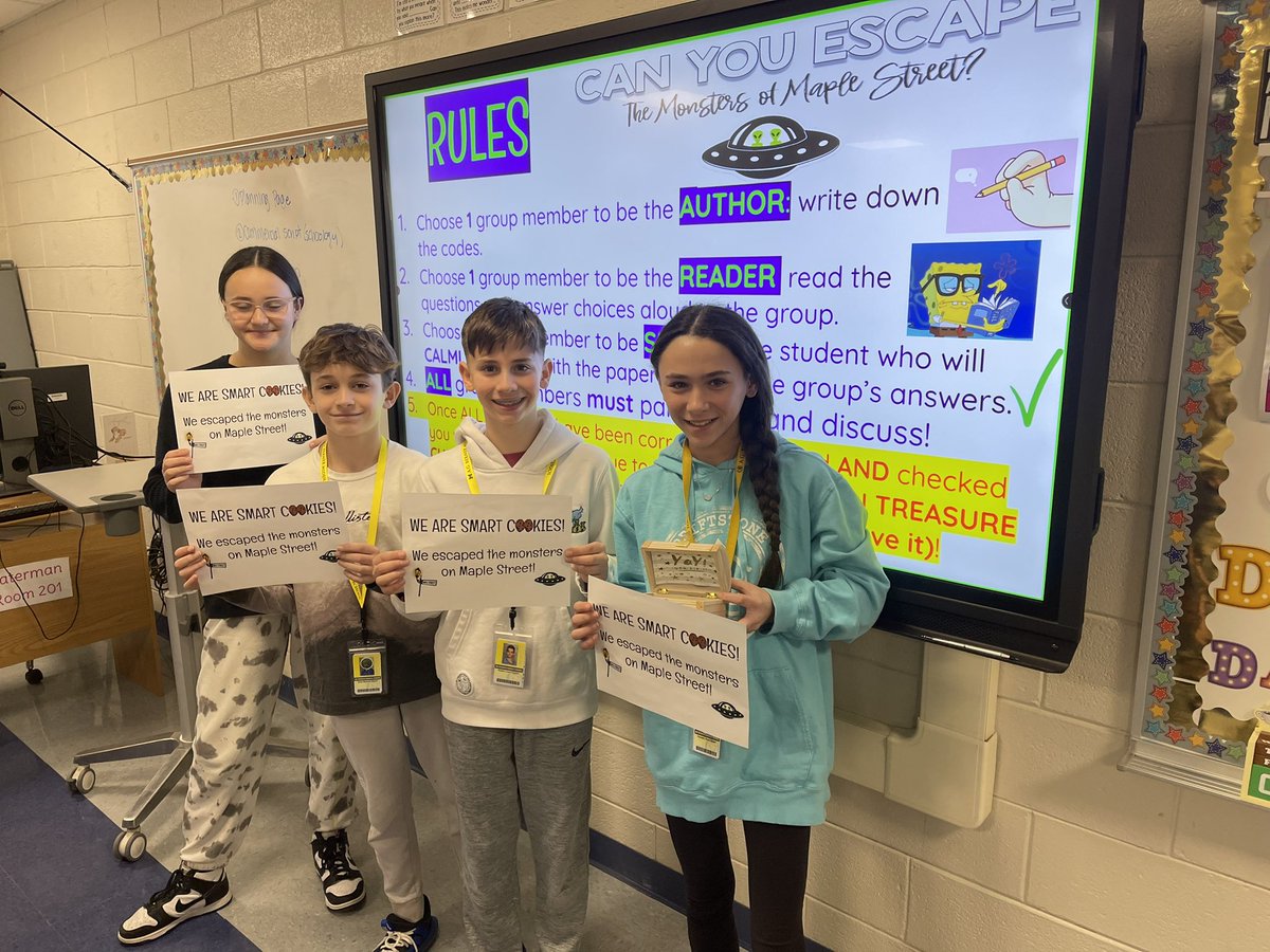Ms. Waterman (@mslwaterman) on Twitter photo Students collaboratively answered questions in order to escape the monsters on Maple Street! They did not let their fear get the best of them, unlike the residents on Maple Street! 👽🛸👏🏼<a href="/BernerChiefs/">Berner Middle School</a> <a href="/Farrell__Tina/">Tina Farrell</a> Students collaboratively answered questions in order to escape the monsters on Maple Street! They did not let their fear get the best of them, unlike the residents on Maple Street! 👽🛸👏🏼<a href="/BernerChiefs/">Berner Middle School</a> <a href="/Farrell__Tina/">Tina Farrell</a>