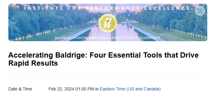 Join us February 22 when @ManageHub president Michael Kramer will discuss tools to help accelerate the Baldrige process. Follow this link to register: lnkd.in/dtAeVnf3