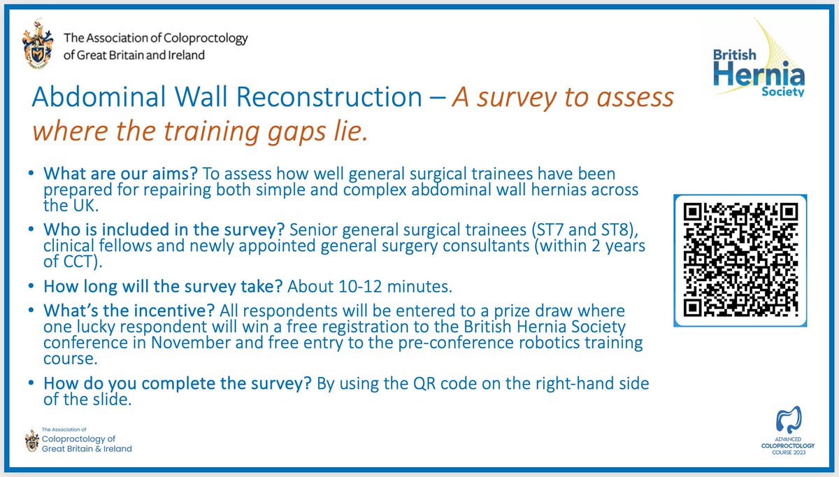 Calling all senior general surgical trainees, clinical fellows & newly appointed general surgical consultants! Help identify training gaps by filling out the survey below. @Dukes_Club @awrsurgeons @roux_group @ASiTofficial @ASGBI_MA bit.ly/AWRsurvey