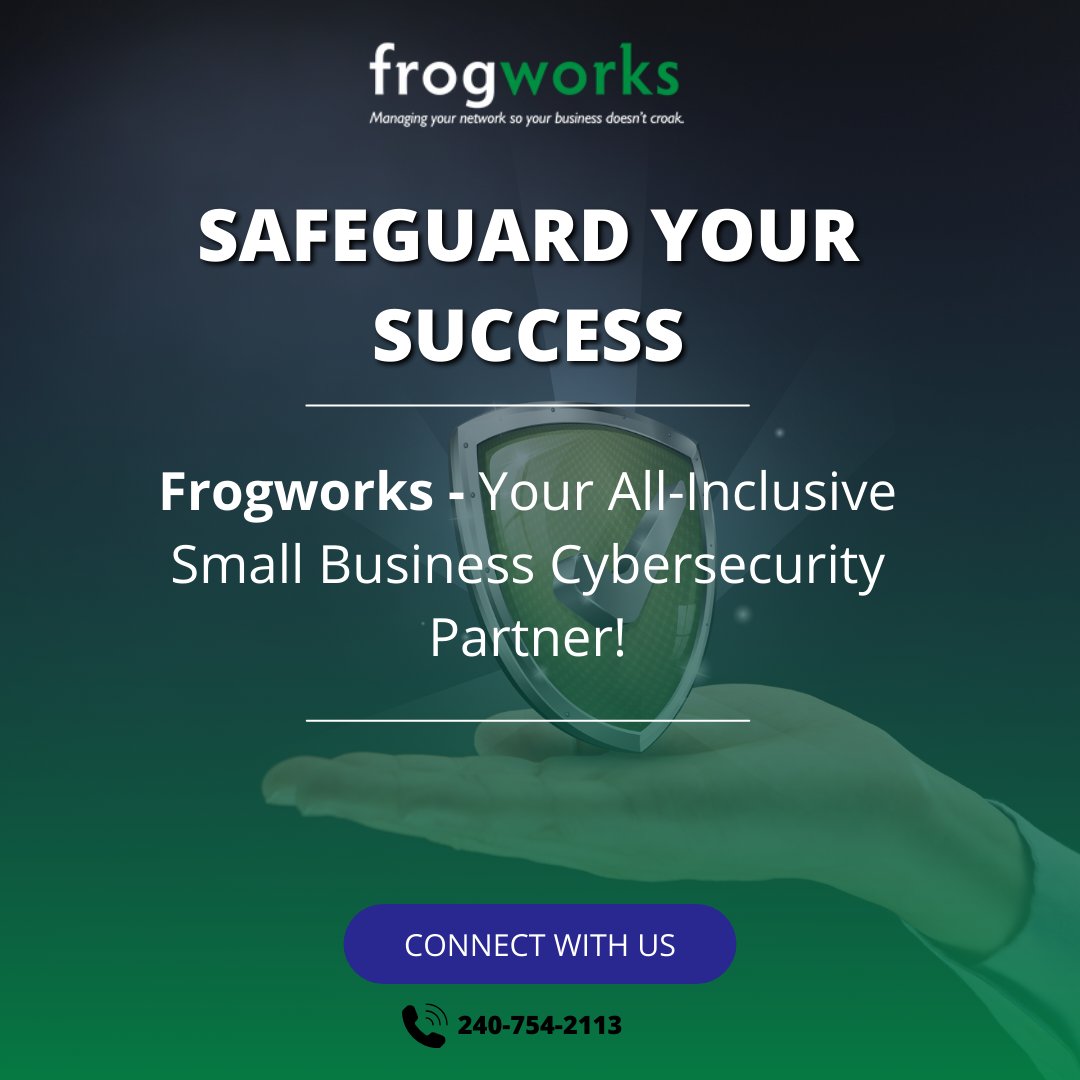 Frogworks's tweet image. Did you know that over 80% of cyberattacks target small businesses? 😱 Don&apos;t fall prey to the misconception that it only happens to the big players. Your business is just as valuable, and that&apos;s why we&apos;re here for you!

📍getfrogworks.com
#SmallBizCybersecurity #Frogworks