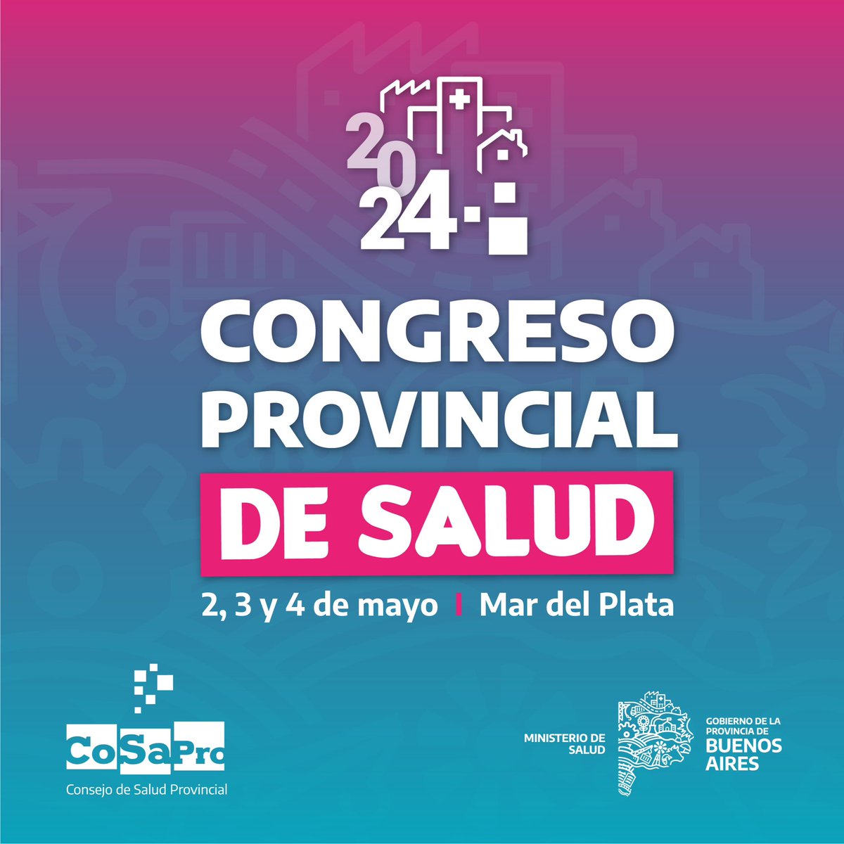 📢 ¡Tenemos lugar y fecha para el Congreso Provincial de Salud 2024!

📍#MarDelPlata
🗓️ 2, 3 y 4 de mayo 

Próximamente abriremos la preinscripción. Estén atentos y atentas a nuestras redes sociales. 📱