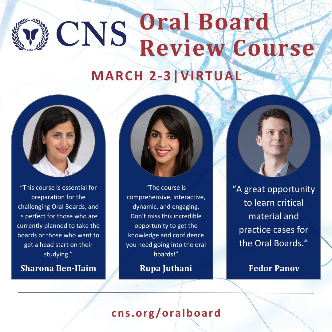 If you are taking your oral boards this spring, you won't want to miss the @CNS_Update Oral Board Crush Course with the inimitable @RobSpinnerMD. Sign up now cns.org/meetings-detai…