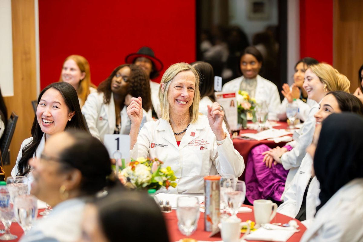 CarolBradfordMD's tweet photo. #TBT to an inspiring evening at #OSUCOM's Women in White Coats event. Privileged to welcome &amp; celebrate women in medicine. Keynote by @DrSyMoroi highlighted groundbreaking work in ophthalmology. Here's to fostering more collaboration &amp; support among women in health care! ❤️ https://t.co/WZmIFsvxGw