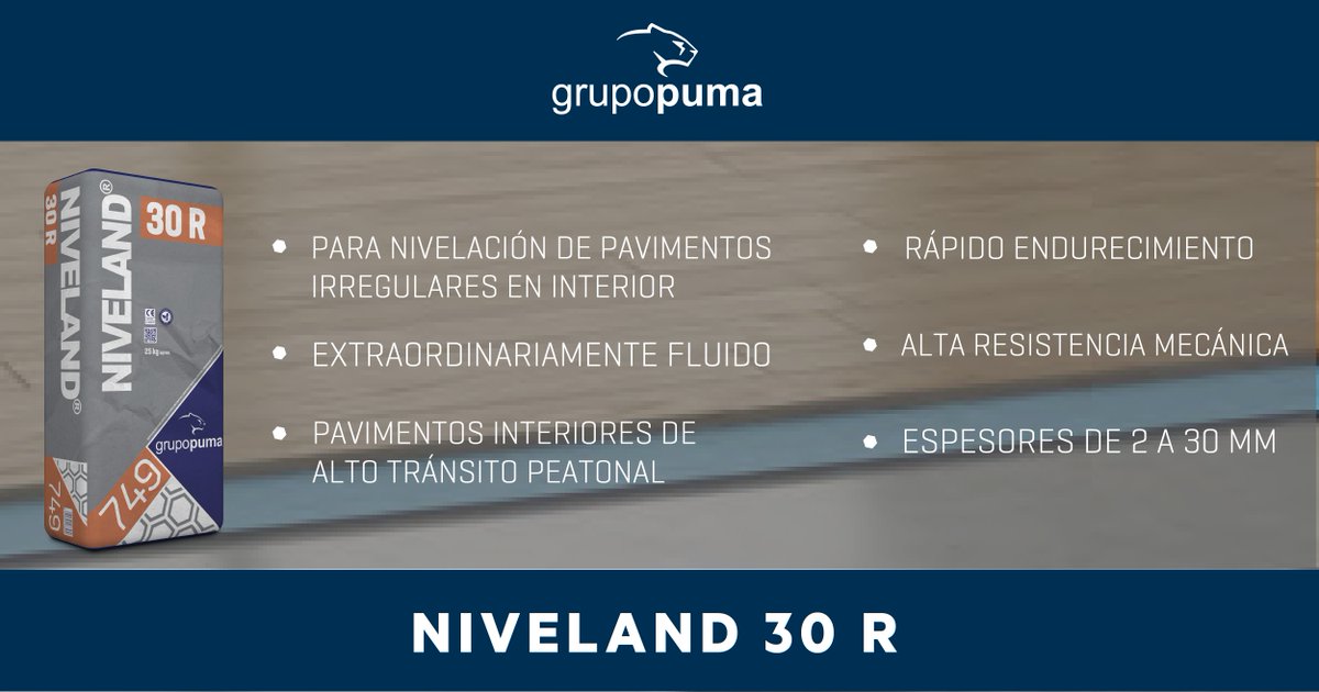 grupopuma's tweet photo. ▶ Mortero autonivelante para la preparación de suelos interiores que una vez endurecido es apto para recibir todo tipo de pavimentos: cerámica, parquet, moqueta, etc.
#mortero #nivelar #parquet #autonivelar #grupopuma #obranivelacion #pavimentos #obrapavimento https://t.co/5ksS1ha5zk