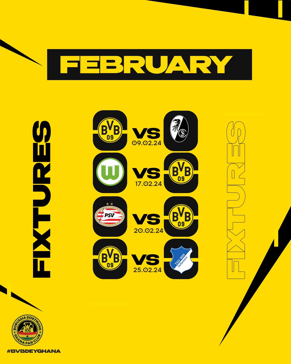 The last 4️⃣ games in the month of love. 

#BVBDayGhana #BVBGhana #BVB 
#HappyNewMonth