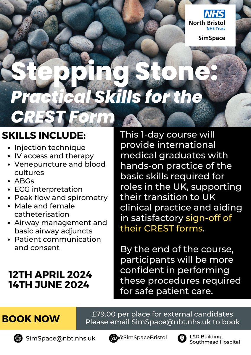 Are you an International Medical Graduate in the UK looking to enhance your clinical skills or start specialty training? Join our course designed for IMGs to navigate the NHS more effectively (and assist with CREST forms) - limited places available! Book via SimSpace@nbt.nhs.uk