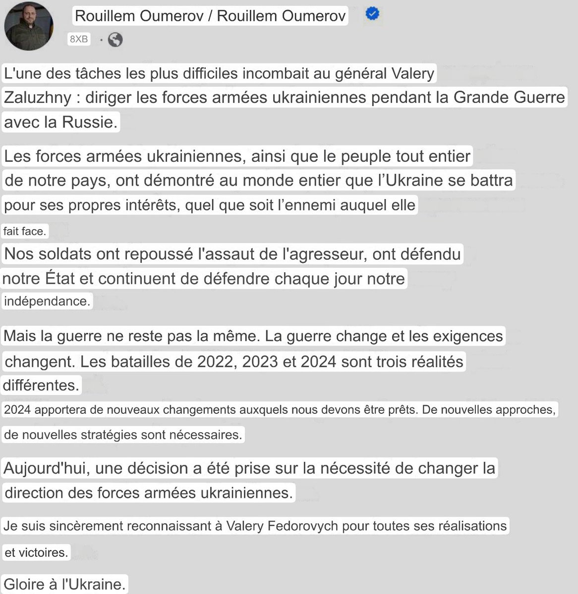 AmourskyCyrille's tweet photo. 🚨‼️ C’EST OFFICIEL: #ZALOUJNY QUITTE LE POSTE DE COMMANDANT EN CHEF DES FORCES ARMÉES UKRAINIENNES !

Le ministre de la Défense #Oumerov a confirmé le changement de la direction des forces armées.

Maintenant que c’est fait — qui le remplacera ?

Boudanov ? Syrsky ?

Cette décision DOIT apporter des changements dans la structure de l’armée.

C’est essentiel.