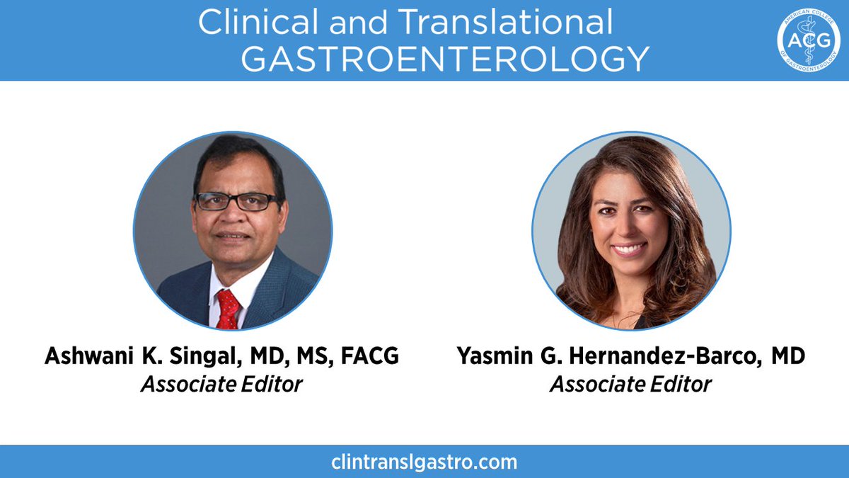 ACG_CTG (@acg_ctg) on Twitter photo 👏Join ACG and #CTGjournal in congratulating & welcoming its newest Associate Editors!👏
Ashwani K. Singal, MD, MS, FACG
University of Louisville School of Medicine
<a href="/singal_ashwani/">Ashwani Singal</a>
Yasmin G. Hernandez-Barco, MD
Massachusetts General Hospital/Harvard Medical School
<a href="/YhernandezMD/">Yasmin Hernandez-Barco, MD</a> 👏Join ACG and #CTGjournal in congratulating & welcoming its newest Associate Editors!👏
Ashwani K. Singal, MD, MS, FACG
University of Louisville School of Medicine
<a href="/singal_ashwani/">Ashwani Singal</a>
Yasmin G. Hernandez-Barco, MD
Massachusetts General Hospital/Harvard Medical School
<a href="/YhernandezMD/">Yasmin Hernandez-Barco, MD</a>