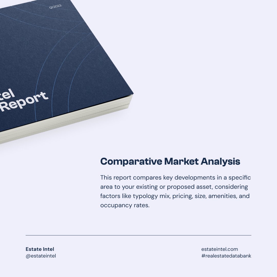 Are you looking to embark on a development project but need guidance on how the market is performing?

This is where Estate Intel's reports can help you. Here are the different types of reports we offer.

Reach out to us via mail at capitaladvisors@estateintel.com to get started!