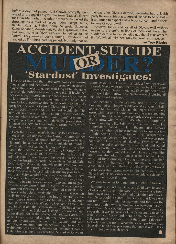 'THE TRAGEDY THAT SHOOK THE NATION' - May 1993

#DivyaBharti