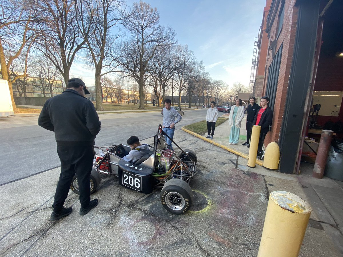 SandburgCAD's tweet photo. Mechanical CAD students competed at the Chicago Regional Bridge Design Contest @illinoistech. It was also great to catch up with former student Haz. He showed us the IIT Motor Sports Electric Race Car! #Engineering @SandburgHS https://t.co/TLRglfsvJA