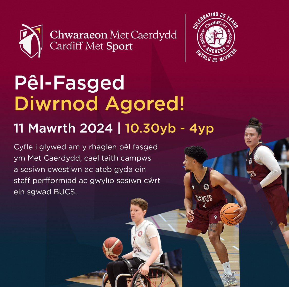 𝗔𝗿𝗰𝗵𝗲𝗿𝘀 𝗕𝗮𝘀𝗸𝗲𝘁𝗯𝗮𝗹𝗹 𝗢𝗽𝗲𝗻 𝗗𝗮𝘆

Join us on the 11th of March for a great opportunity to learn all about our club &amp; what we have to offer. 

- 3 programmes 
-Q&amp;A with our performance staff 
- Access to observe BUCS performance teams in action

#ArcherFamily25