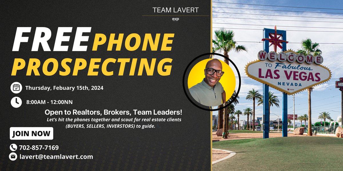 TeamLavert's tweet photo. Join us for an electrifying live prospecting event in 2024, where we are set to ignite success through active lead-generating strategies. Don't miss out on this chance and set the stage for a prosperous 2024!

Click here to join: https://t.co/svFmgkkhy5 https://t.co/AwlWtaiqwb