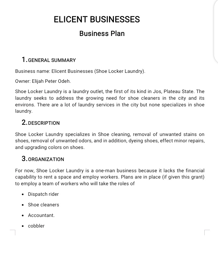 SuperSlimEli's tweet photo. @Holdingcorengo Good evening,
My name is Odeh Peter Elijah, I am an Entrepreneur residing in Jos.
Below is my business plan &amp; a video of me elaborating on Shoe Locker Laundry. I'm optimistic and hopeful to get selected &amp; win the @Holdingcorengo BFS 🙏🏾
Thank you for this opportunity . https://t.co/UIAYJUgYXR