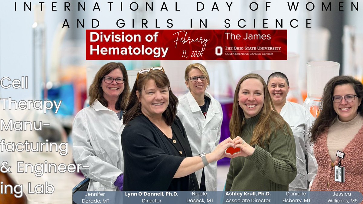 OSUHematology's tweet photo. Cell therapy @OSUCCC_James, @lynn_odonnell & @AshleyAKrull are cancer researchers that produce clinical-grade living cells for use in #immunotherapy & clinical trials. They inspire the future generations of #WomenInScience while also working to create a cancer-free world.
#IDWGS https://t.co/ShkrHBXcKF