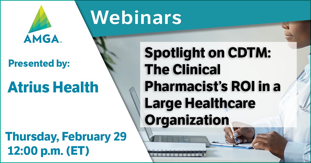 theAMGA's tweet photo. In an upcoming Member Spotlight webinar presented by @atriushealth, experts will share how Collaborative Drug Therapy Management (CDTM) expands the role of the clinical pharmacist in a team-based practice.

Register now for the Feb. 29 webinar at https://t.co/UuyrsWxKP0 https://t.co/55wXJJVyEn