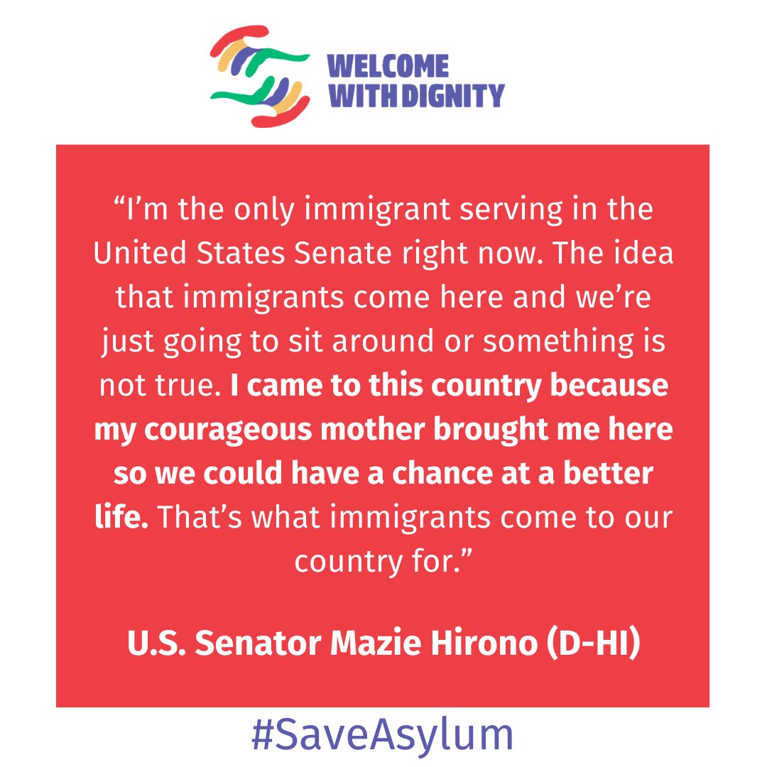 The U.S. must continue to be a safe haven for people escaping persecution and violence.

We must all reject anti-immigrant concessions that seek to harm immigrants and undermine our values.
#SaveAsylum #WelcomeWithDignity
