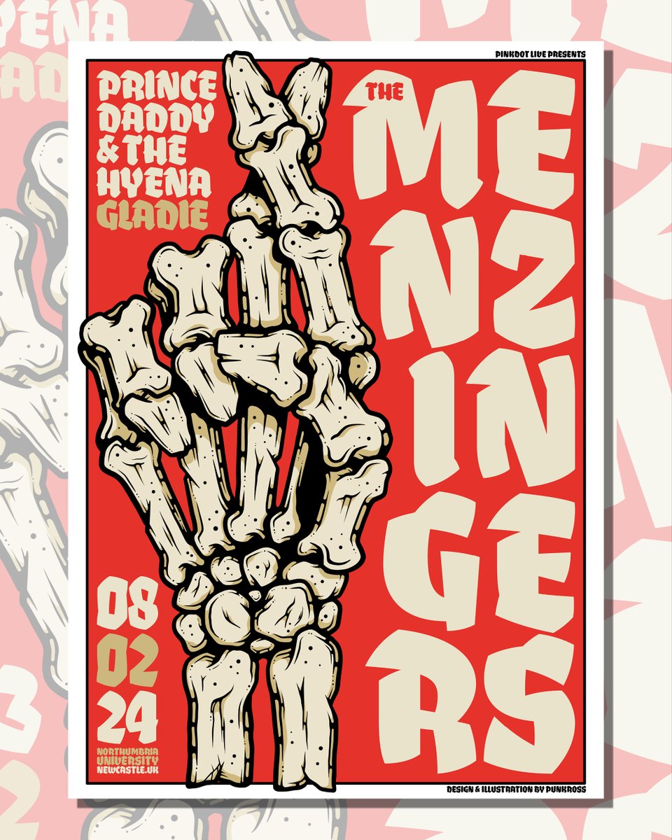punkross's tweet photo. These got picked up and turned into official posters for tonights @themenzingers show in Newcastle. Steal one off the wall for me please. Couldn't resist the Newcastle brown colourway for it. https://t.co/ypkQRiT8gg