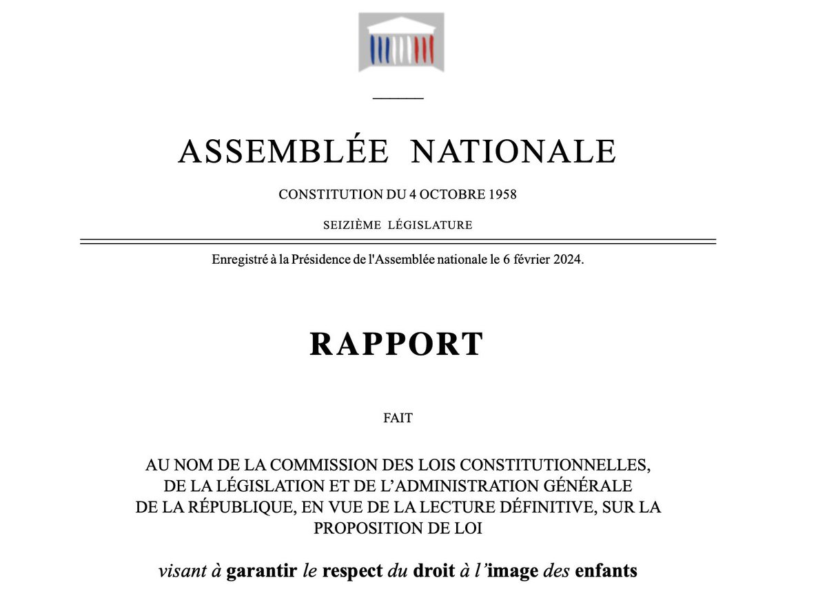 Mission accomplie, loi adoptée à l’unanimité !
Très fière que mon film « Enfants sous influence, surexposés au nom du like » ait contribué à une prise de conscience collective et ait poussé à légiférer pour protéger le droit à l’image des enfants sur Internet <a href="/FranceTV/">France tv</a> <a href="/babel_doc/">Babel Doc - Babel Press</a>