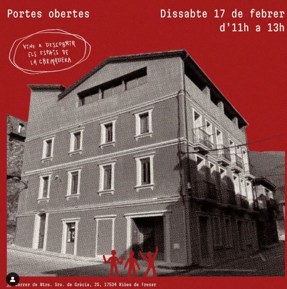 vallderibes's tweet photo. La Cremallera obre les seves portes! 🎉

Us conviden el proper dissabte 17 de febrer a visitar els espais de La Cremallera. 💃💥

Podeu venir entre les 11h i les 13h.

Us hi esperen! ✨

#ribesdefreser #valldweribes #ripollès #inpyrenees #slowdays #apocapoc #art #viueldoble https://t.co/oSGCx8wv2J