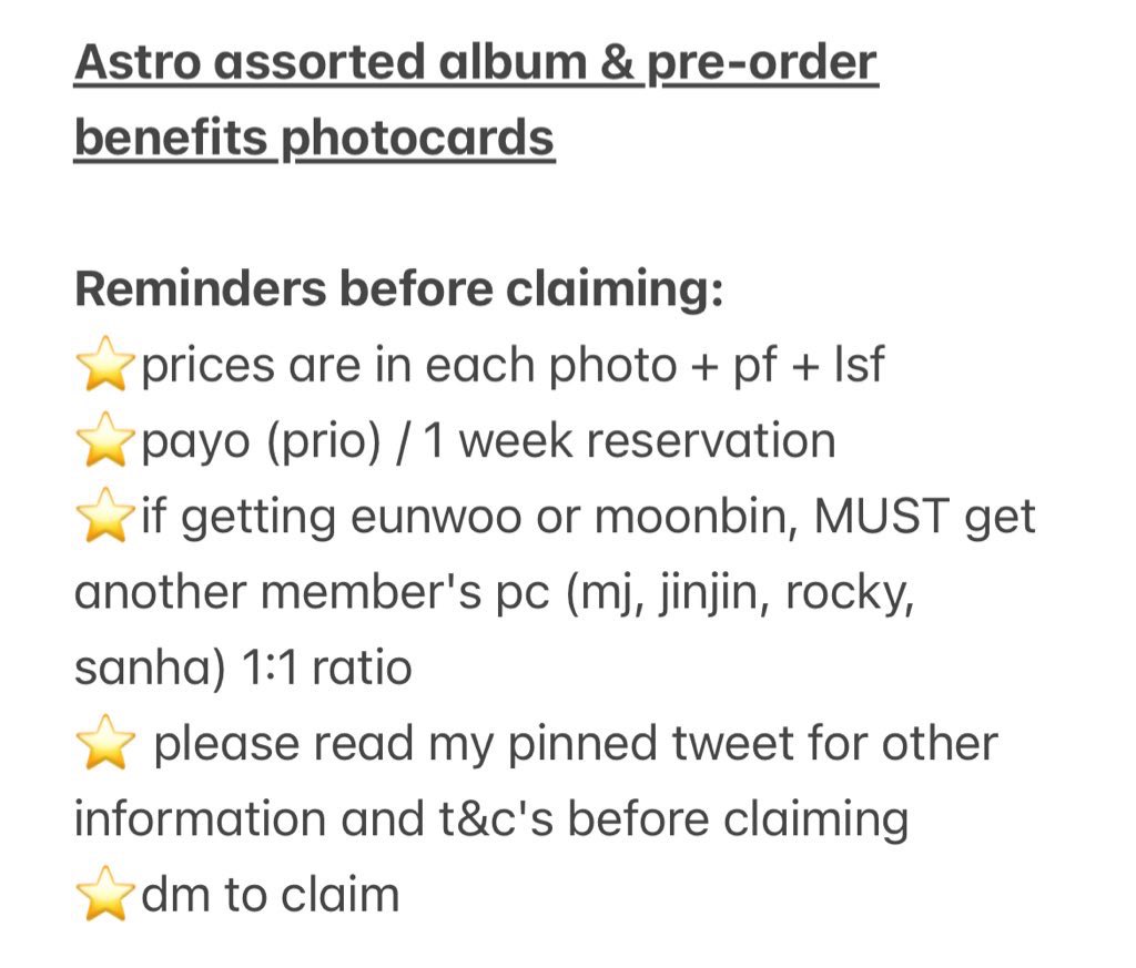 myunglixcart's tweet photo. wts lfb #myungbentalix 🌟

Astro assorted album &amp; pre-order benefits photocards

🏷️astro mj jinjin eunwoo moonbin rocky sanha https://t.co/Sqq1K8FMj1