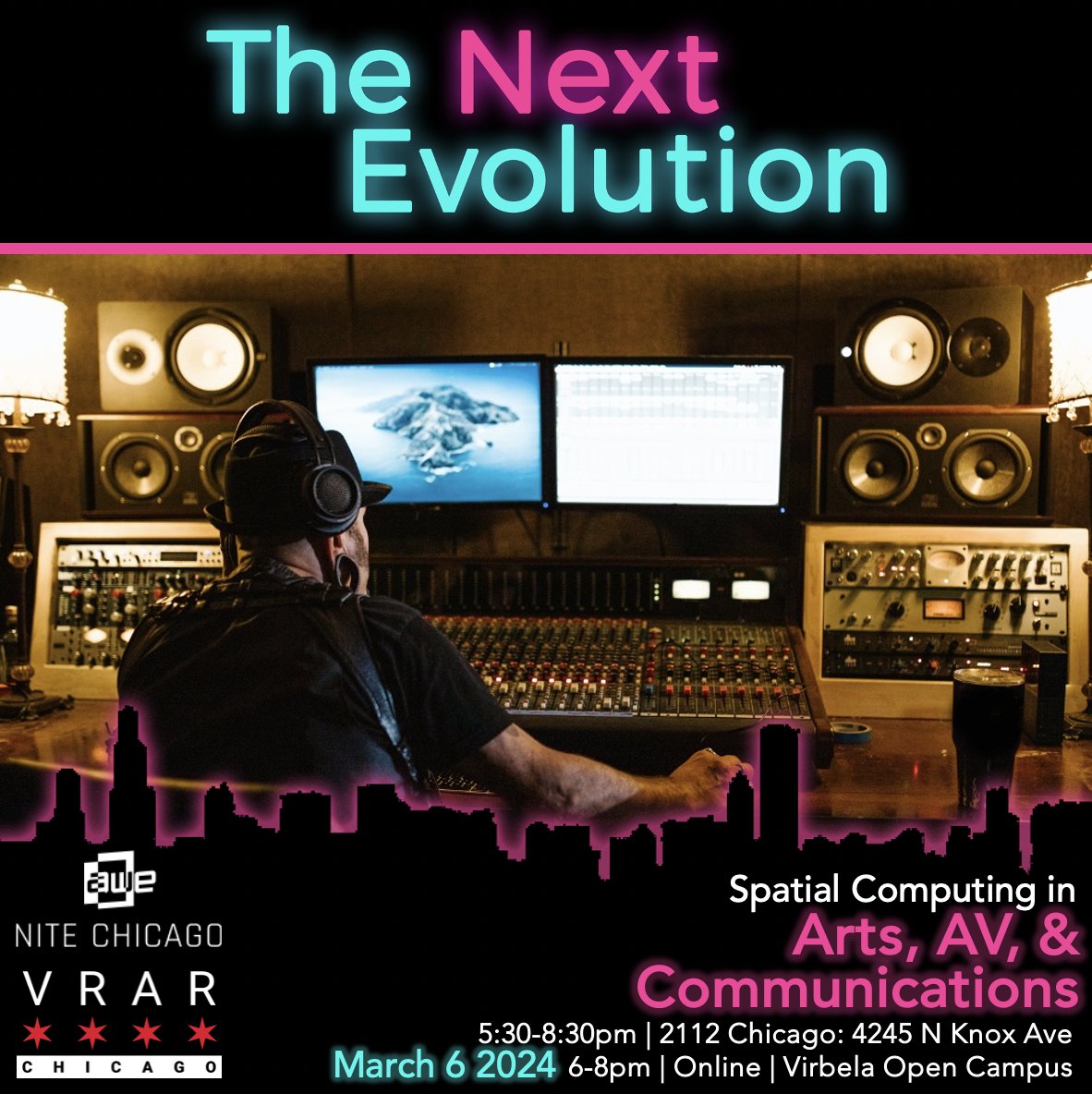 vrarchicago's tweet image. Whether you’re a tech enthusiast seeking the latest breakthroughs, a creative mind eager to unlock new possibilities, or an industry leader in search of inspiration to stay at the forefront, our events are tailored for you. #TheNextEvolution #audiovisualproduction #comms #art #XR