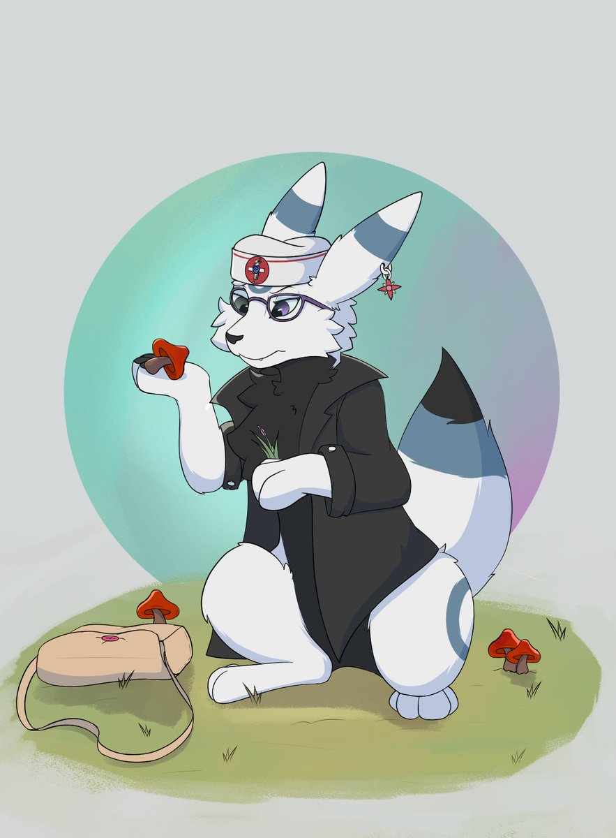 Blue is out on a hunt for herbs to heal mons with, with his new outfit and glasses on

<a href="/Spotxy/">Spotxy / Comms closed</a> thank you bud for bringing blue's new design to life