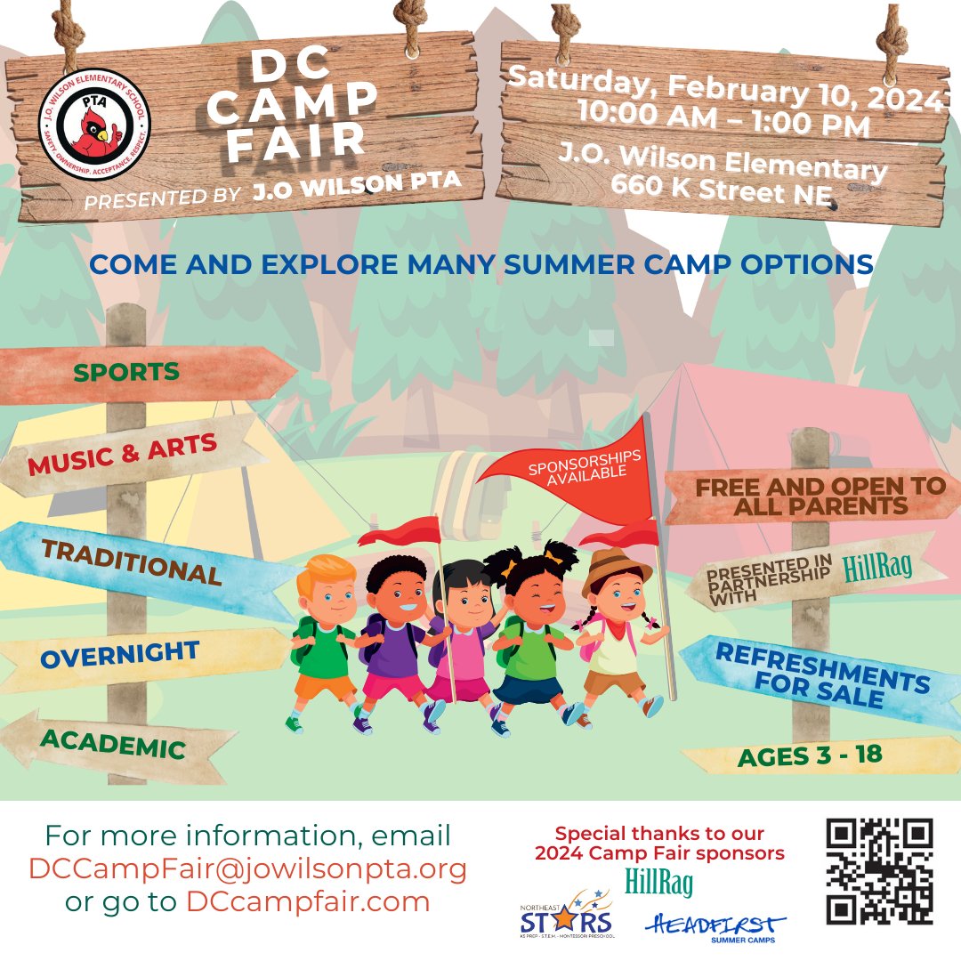 The D.C. Camp Fair hosted at @JOWilsonDC is this Saturday, from 10 a.m. to 1 p.m. It's free to everyone and will be fun for kids! Come learn about summer programs, including from @PolitePiggysDC @DCDPR @YWCA_NCA. Full list of camps here: dccampfair.com