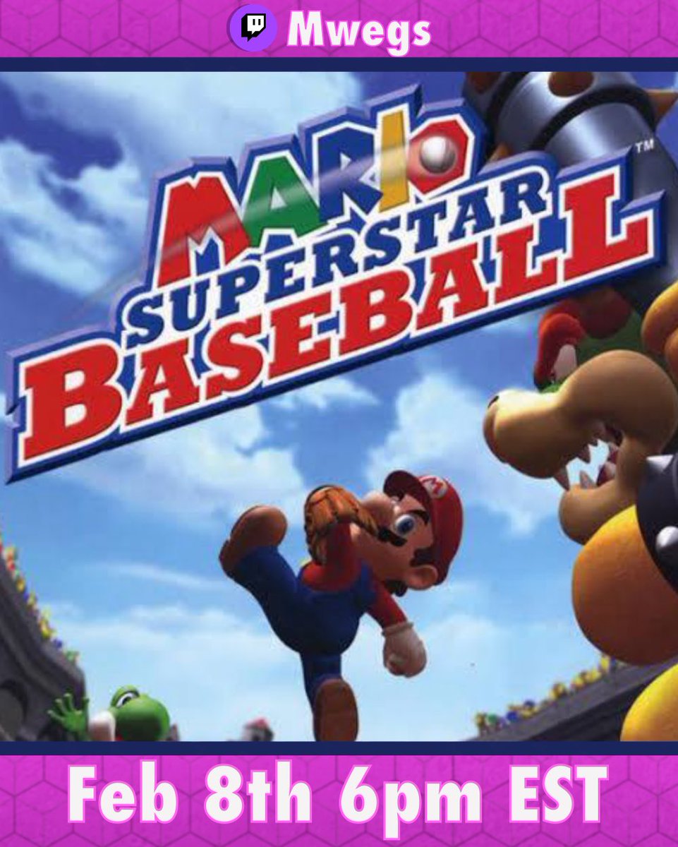 Mwegs99's tweet photo. Let’s play a baseball game! I’ll be playing Mario Superstar Baseball on stream tonight at 6pm EST! https://t.co/p8TfaHjrDt